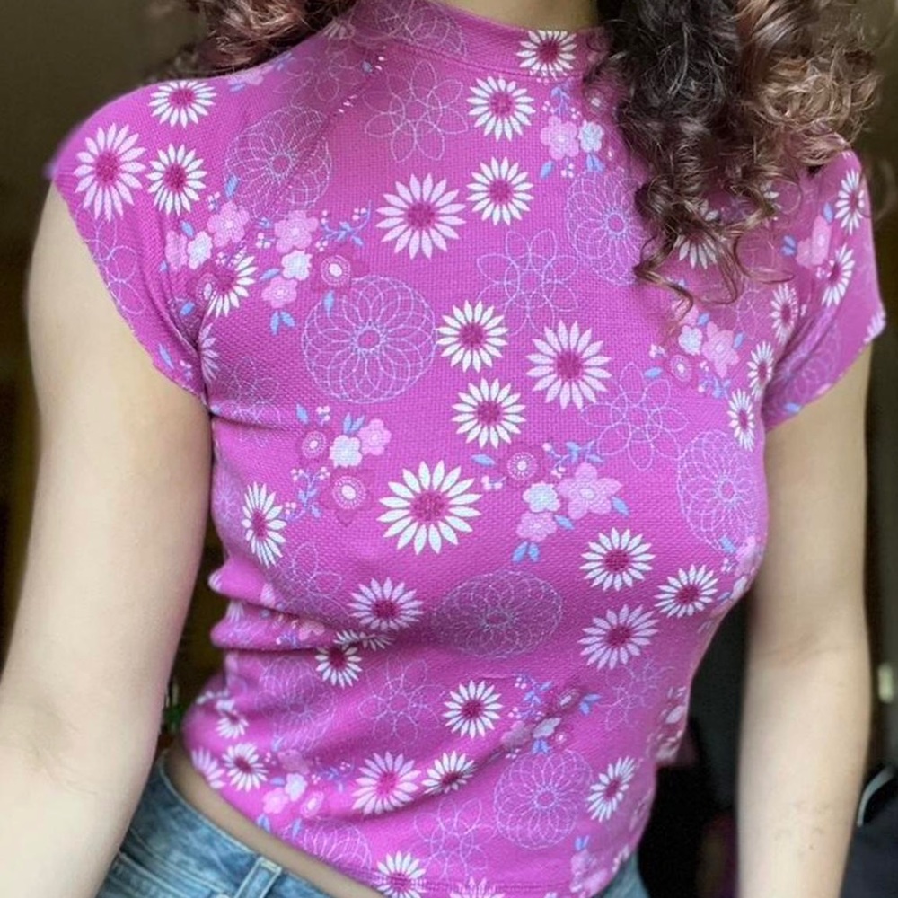 Raspberry colored floral t shirt